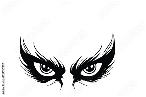 Demon Eyes Silhouette | Spooky Halloween Evil Mask | Perfect for Halloween Day Designs
 photo