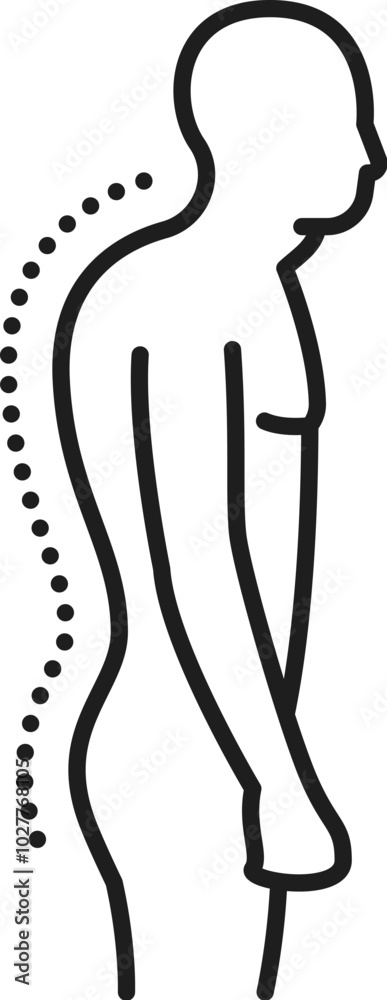 Kyphosis line icon for chiropractic medicine and spine curvature disease, vector pictogram. Chiropractic and chiropractor medical symbol of kyphosis, body spine pathology and abnormal back posture Kyphosis line icon for chiropractic medicine and spine curvature disease, vector pictogram. Chiropractic and chiropractor medical symbol of kyphosis, body spine pathology and abnormal back posture