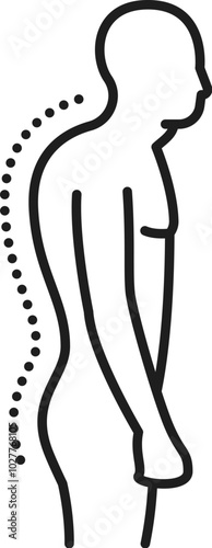 Kyphosis line icon for chiropractic medicine and spine curvature disease, vector pictogram. Chiropractic and chiropractor medical symbol of kyphosis, body spine pathology and abnormal back posture