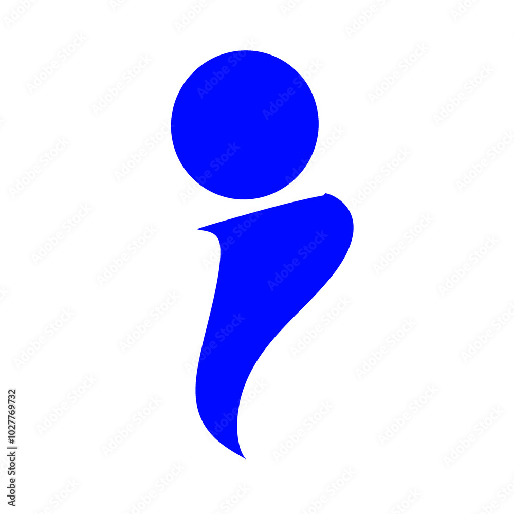 blue letter i logo icon with unique shape on white background blue letter i logo icon with unique shape on white background
