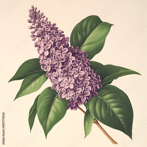 chromolithography of lilac flower photo