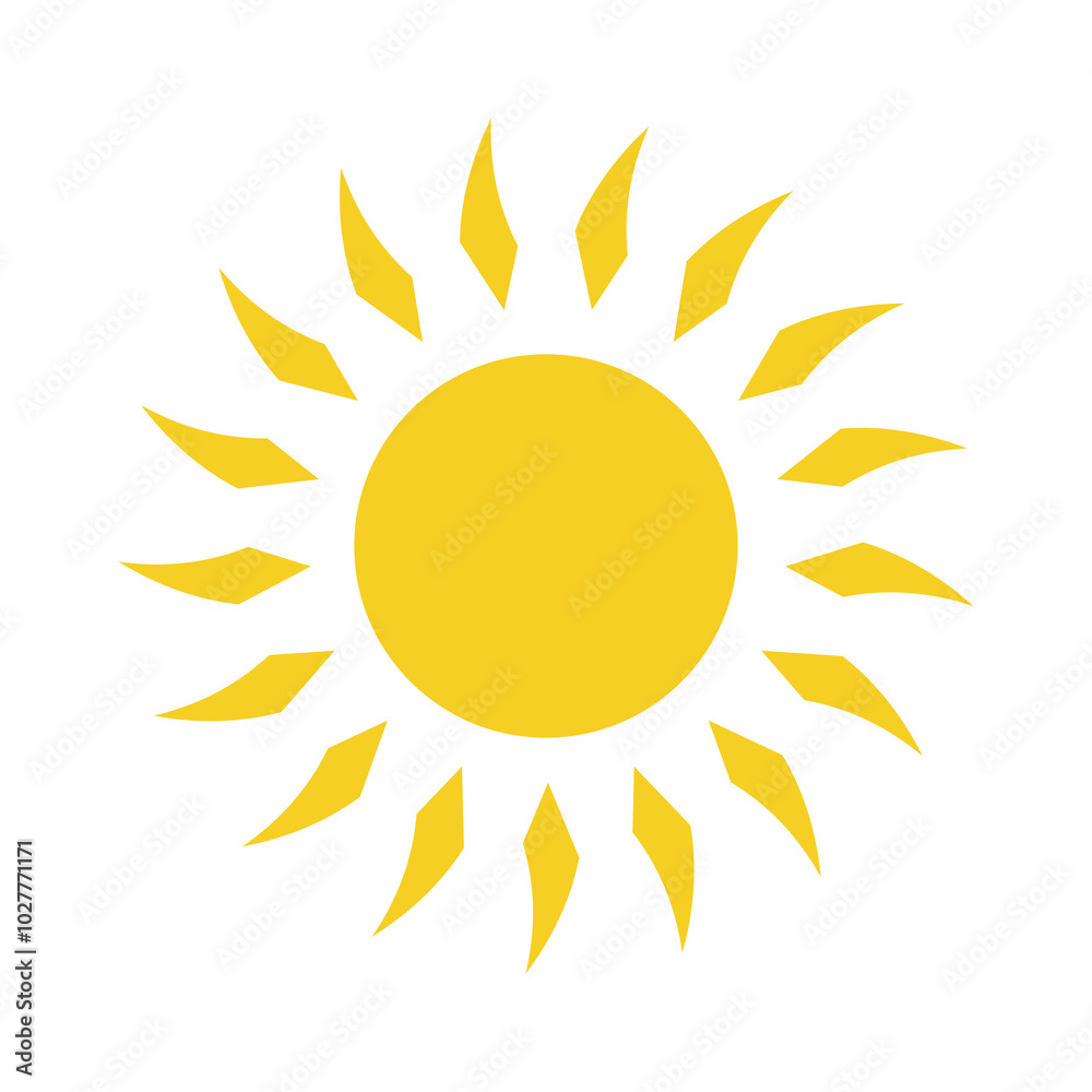 Abstract sun icon. Symbol of summer or rest, warmth and light. Stylized sun with rays, attribute of good weather or mood. Abstract sun icon. Symbol of summer or rest, warmth and light. Stylized sun with rays, attribute of good weather or mood.