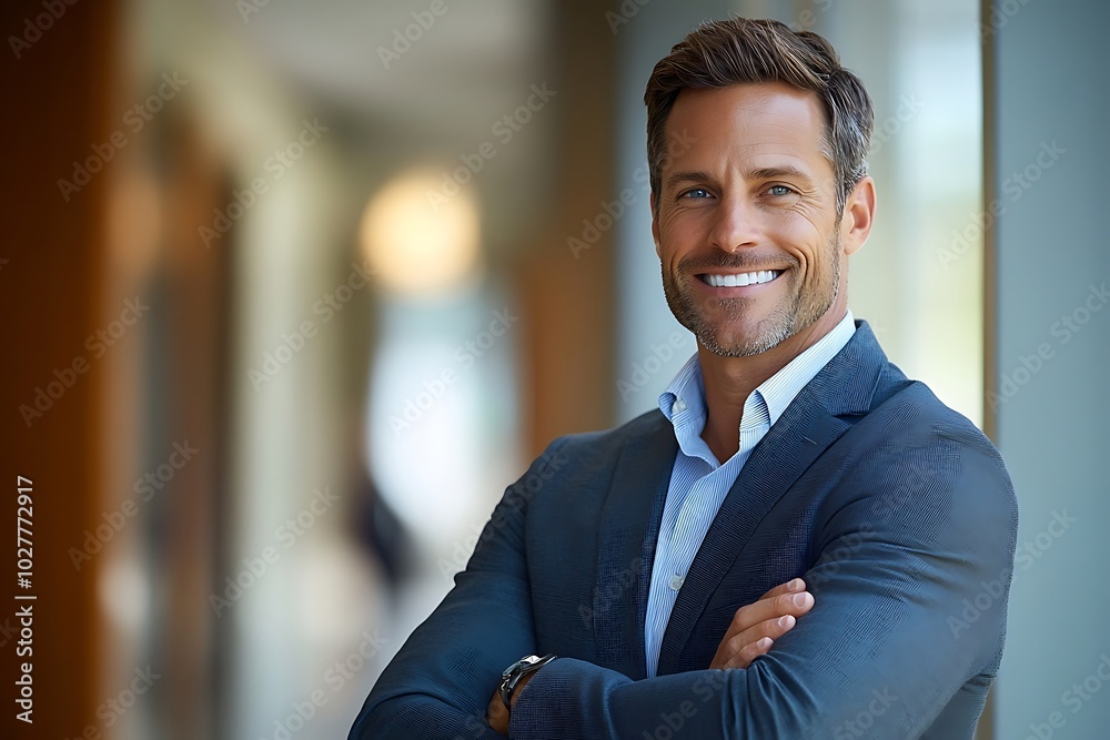Confident Businessman Smiling in Formal Attire, Portrait Confident Businessman Smiling in Formal Attire, Portrait