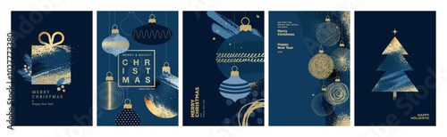 Merry Christmas and Happy New Year. Vector illustrations for greeting card, party invitation card, website banner, social media banner, marketing material.
