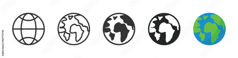 Earth vector icon sign. Earth signs set Earth vector icon sign. Earth signs set