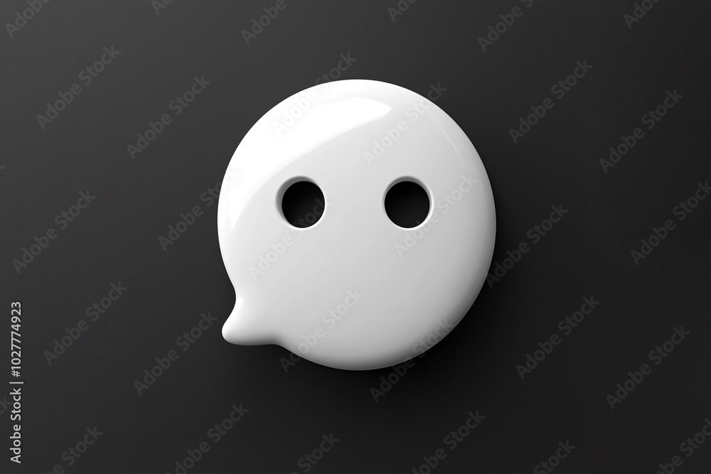 A ghost shaped speech bubble. Phishing attack, unwanted advertising, suspicious account activity, ghosting, screen time increase minimalist concept. Happy Halloween postcard