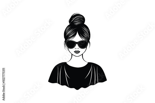 Messy Bun Mom Silhouettes | Stylish Fashion Women | Chic Minimalist Line Art