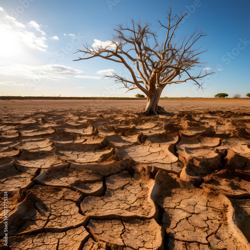 Death trees on cracked earth background