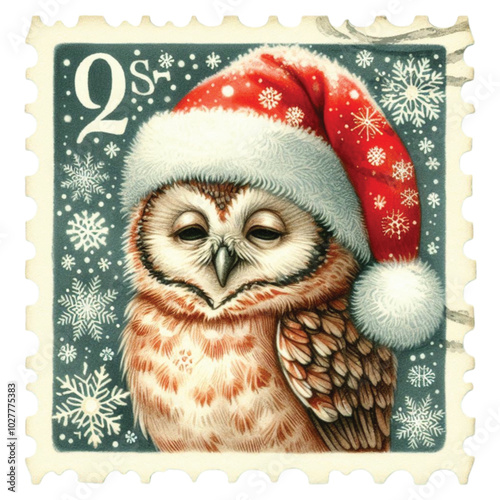 Christmas Animal Postage Stamps Clipart