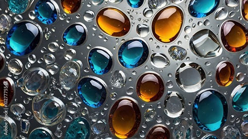 Glass, Emerald, Stones, Water, Turquoise, Blue, Yellow, Water Droplets