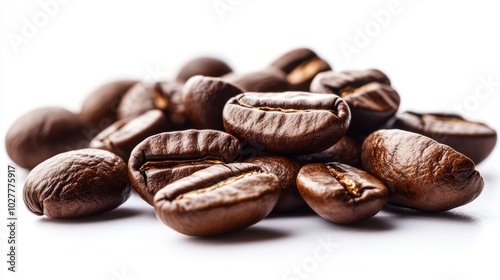 A close-up of roasted coffee beans, showcasing their rich texture and color.