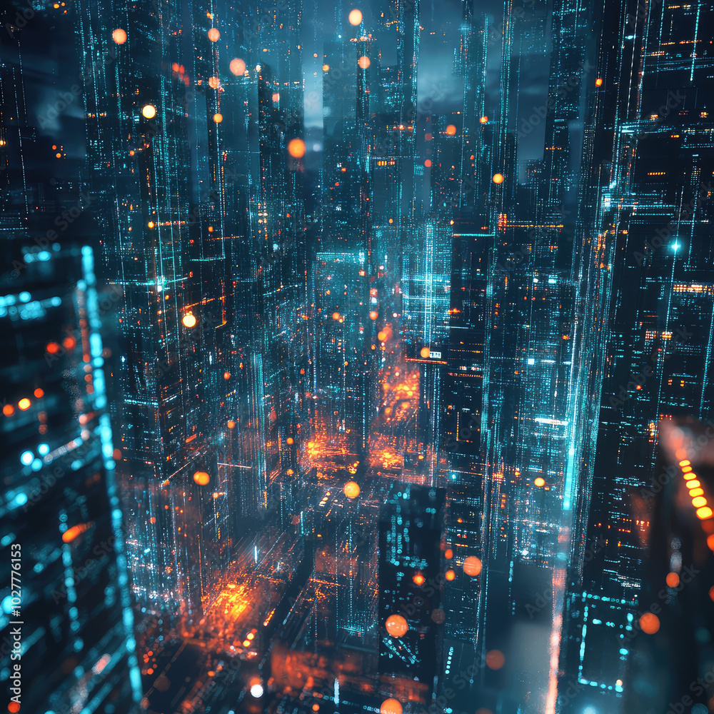An energetic city overflowing with vivid colors and mesmerizing reflections in an imaginative portrayal of urban life and its endless possibilities. An energetic city overflowing with vivid colors and mesmerizing reflections in an imaginative portrayal of urban life and its endless possibilities.