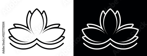 Flower icon. Stylized lotus flower. Attribute of spring, summer and beauty. Symbol of Macau, China.