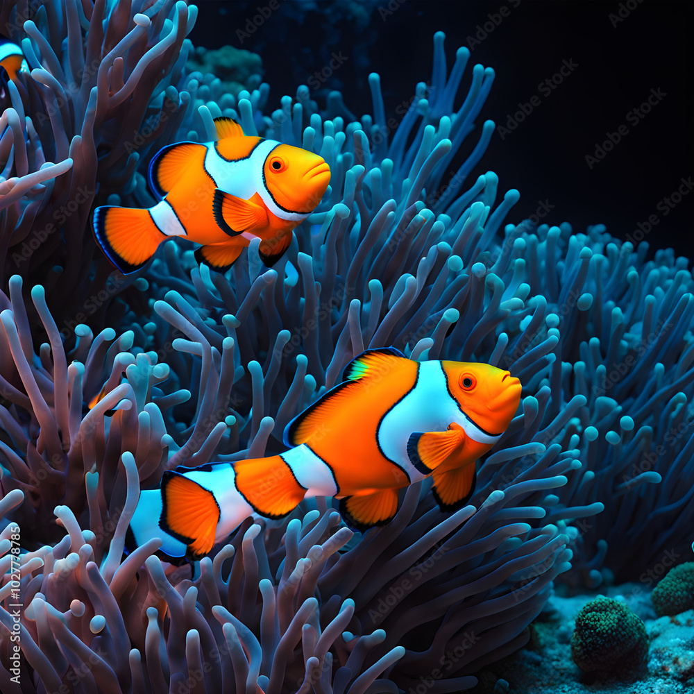 clown fish on reef clown fish on reef