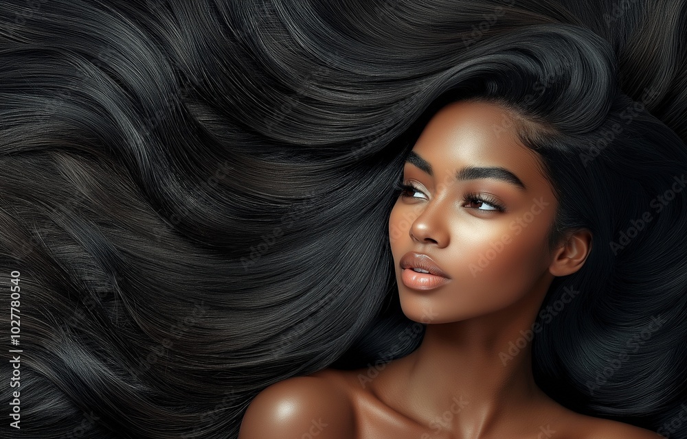 Gorgeous African American woman with long, glossy hair Gorgeous African American woman with long, glossy hair