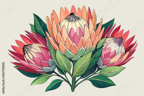 A dramatic bouquet of Protea flowers with their spiky, otherworldly appearance