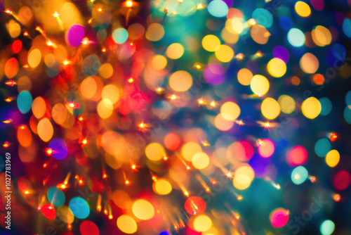 Colorful blurred lights creating a festive abstract background