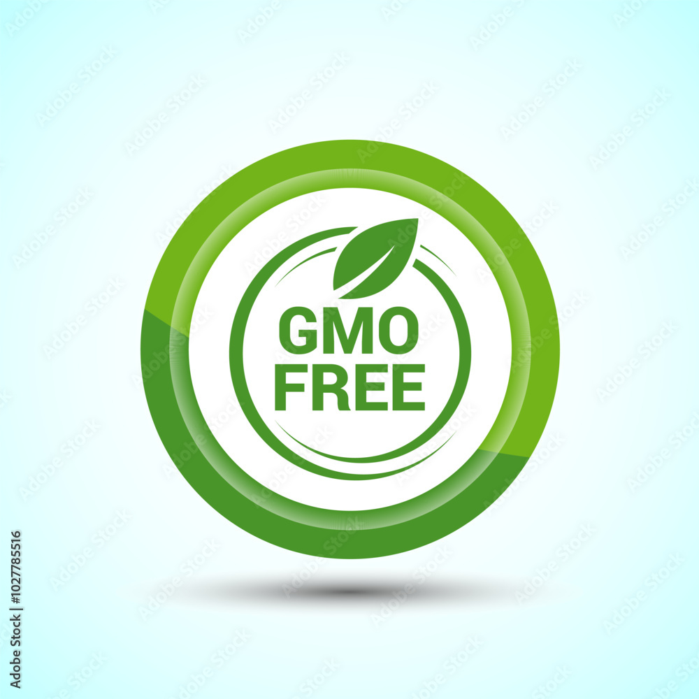 GMO Free Product Icon Design Illustration, Icon For Web and mobile application, Green Color Button Design GMO Free Product Icon Design Illustration, Icon For Web and mobile application, Green Color Button Design