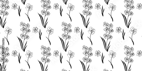 Seamless vector pattern, plants and abstractions, for bed linen, wallpaper and textures
