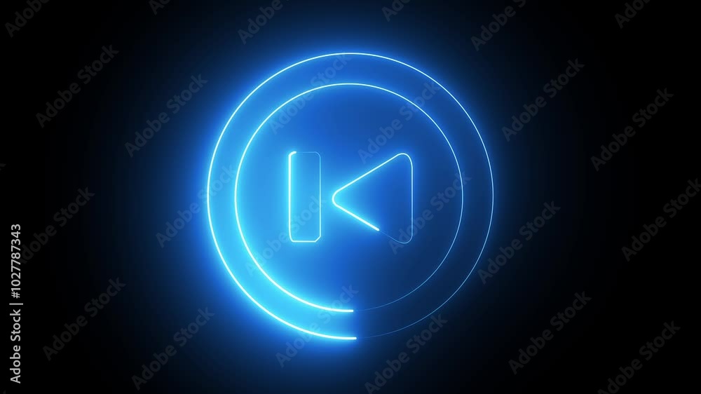 glowing neon blue color music play animation icon music tone audio video player animated on black background glowing neon blue color music play animation icon music tone audio video player animated on black background