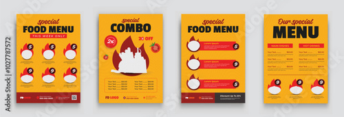 Fast food restaurant business marketing flyer template design. Fast Food, Fresh pizza, burger & pasta sale promotion flyer