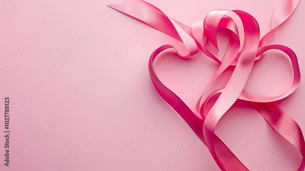 A different colorful ribbon in the shape of heart, placed on light pastel background, with copy space area for text or graphics, Generative AI illustrations. A different colorful ribbon in the shape of heart, placed on light pastel background, with copy space area for text or graphics, Generative AI illustrations.
