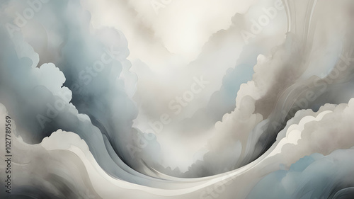A white background with subtle, flowing gradients blending softly between Dark Grey, Light Grey, Sky Bluet. A texture with a rough, grainy feel, with smoky wisps adding depth.