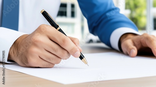 Businessman Signing Document Indoors