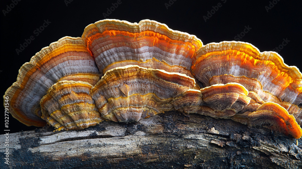 Close up of Colorful Shelf Fungus on Dead Wood Nature Macro Photography Close up of Colorful Shelf Fungus on Dead Wood Nature Macro Photography