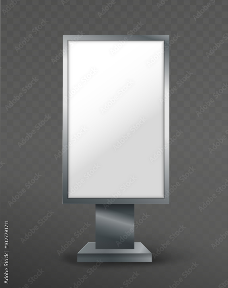 Realistic promotional billboard. Vertical advertising and marketing. Commercial flag. Place for presentation. Promo and identity. 3D vector illustration Realistic promotional billboard. Vertical advertising and marketing. Commercial flag. Place for presentation. Promo and identity. 3D vector illustration