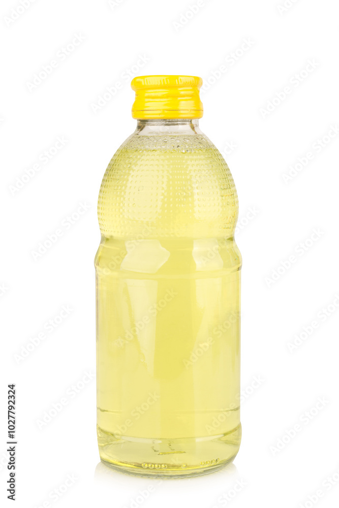 Glass bottle, yellow water isolated on white background Glass bottle, yellow water isolated on white background