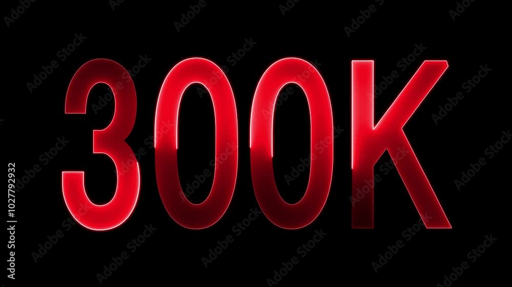 300K text animation by red colored neon on black background. 300K text animation by red colored neon on black background.