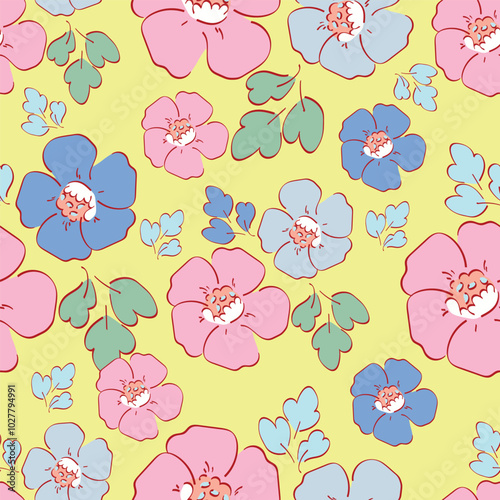 Wallpaper Mural Vector abstract seamless simple floral pattern. Flower pattern. Spring pattern. Pattern for textiles or for cover. Wallpaper. Hand drawn. Torontodigital.ca