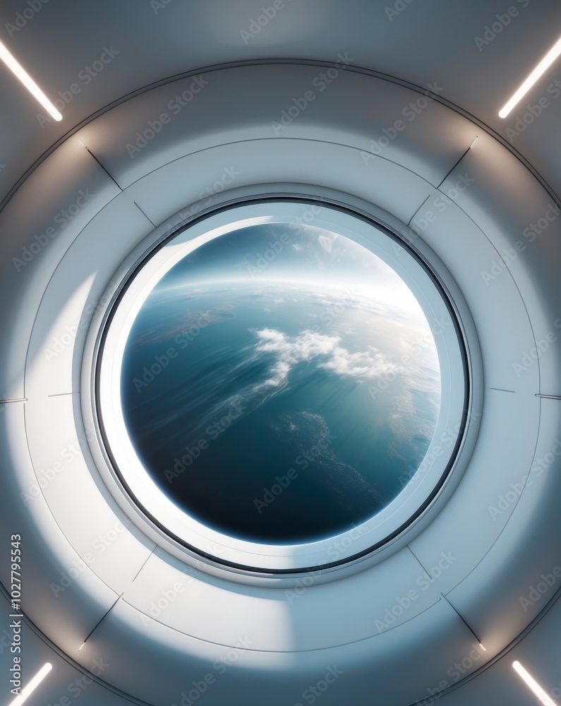 Futuristic Spaceship Interior with Earth View. Futuristic Spaceship Interior with Earth View.
