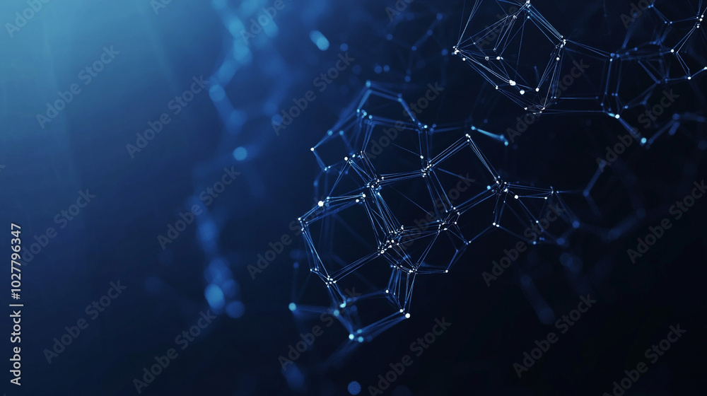 Obraz premium Abstract Blue Network Connection Dots and Lines