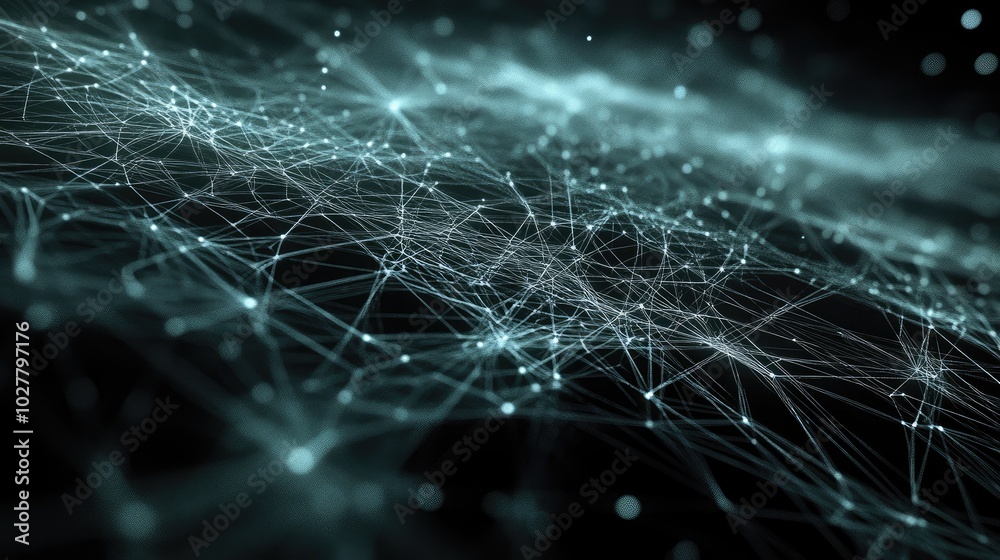 Complex web of interconnected abstract lines in a futuristic technology setting