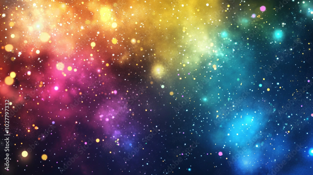 Fototapeta premium Cosmic Nebula Background with Stars Glowing Lights and Vibrant Colors
