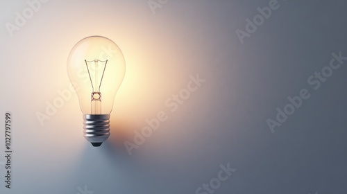 Creative lightbulb with a sleek white background, plenty of space for your text