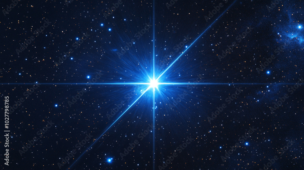 Obraz premium Bright Star in Night Sky with Starry Background