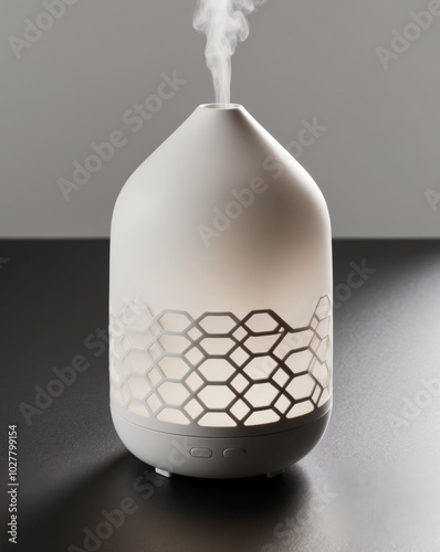 Modern Aroma Diffuser with Honeycomb Design on a Dark Surface. photo