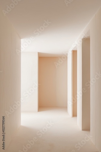 Interior Design Of A Room With Light Walls Emptiness Is Pure Lighting.