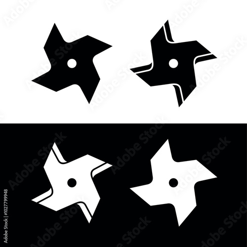 Meat grinder knife icon. Symbol of chopping, mincing or ground meat. Cutting knife with 4 blades. Ninja sprocket, throwing weapon. Part of a mechanical or electromechanical tool for chopping food.