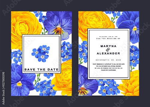 Two templates for postcards, invitations to weddings, holiday parties, template for advertising in social networks and advertising. Design of beauty products, prints for clothes. Place for text 