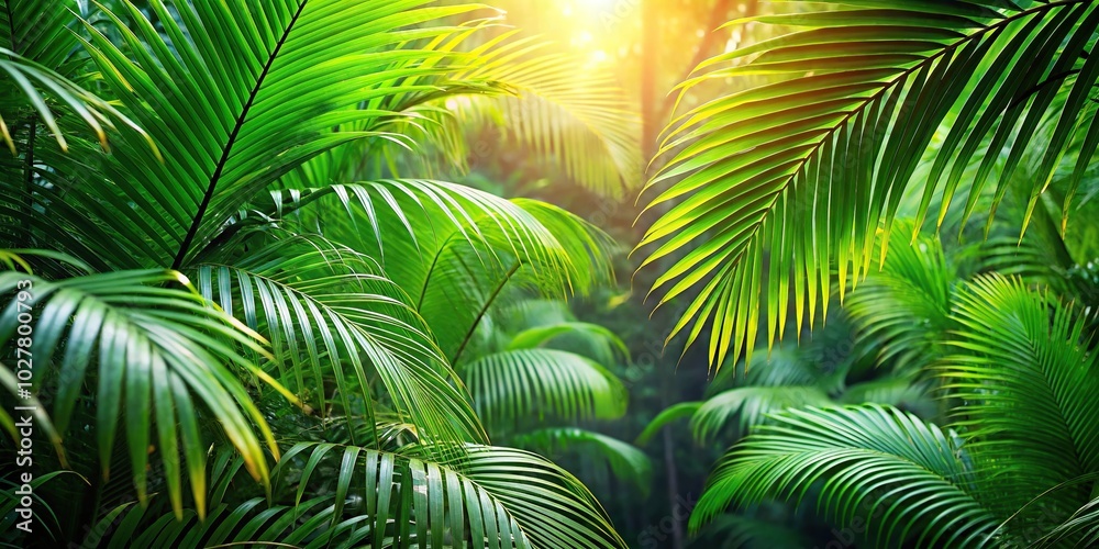 Exotic tropical palm leaves in jungle with shallow depth of field Exotic tropical palm leaves in jungle with shallow depth of field