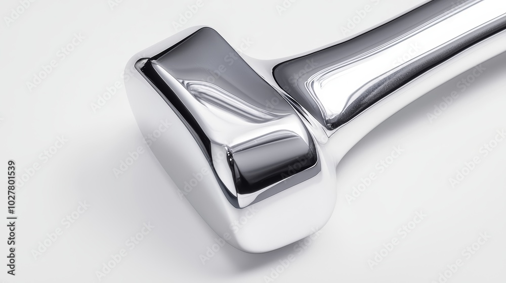 Close-up of a polished hammer, isolated on a white background, highlighting its ergonomic design and metallic sheen Close-up of a polished hammer, isolated on a white background, highlighting its ergonomic design and metallic sheen