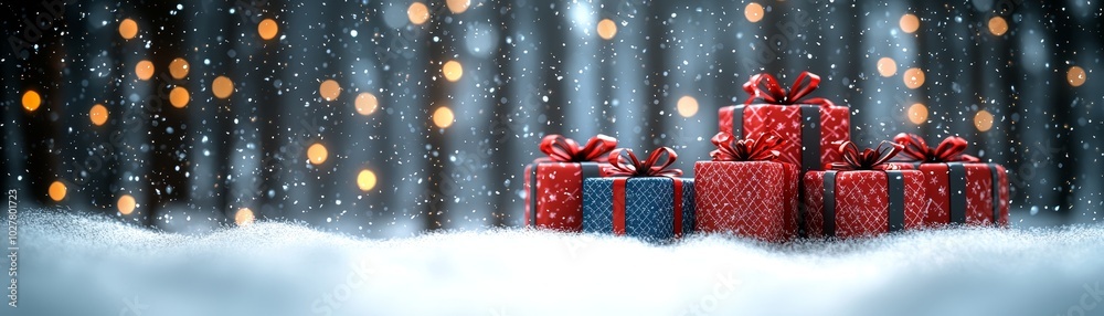 Festive 3D Illustration of a Holiday Scene with Gifts Festive 3D Illustration of a Holiday Scene with Gifts