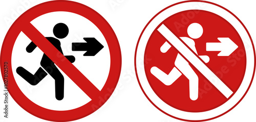Red Signs No Exit. Vector icon. Prohibitory Evacuation Sign. No Emergency Exit. The sign is placed in a prominent place near the Attic or Basement
