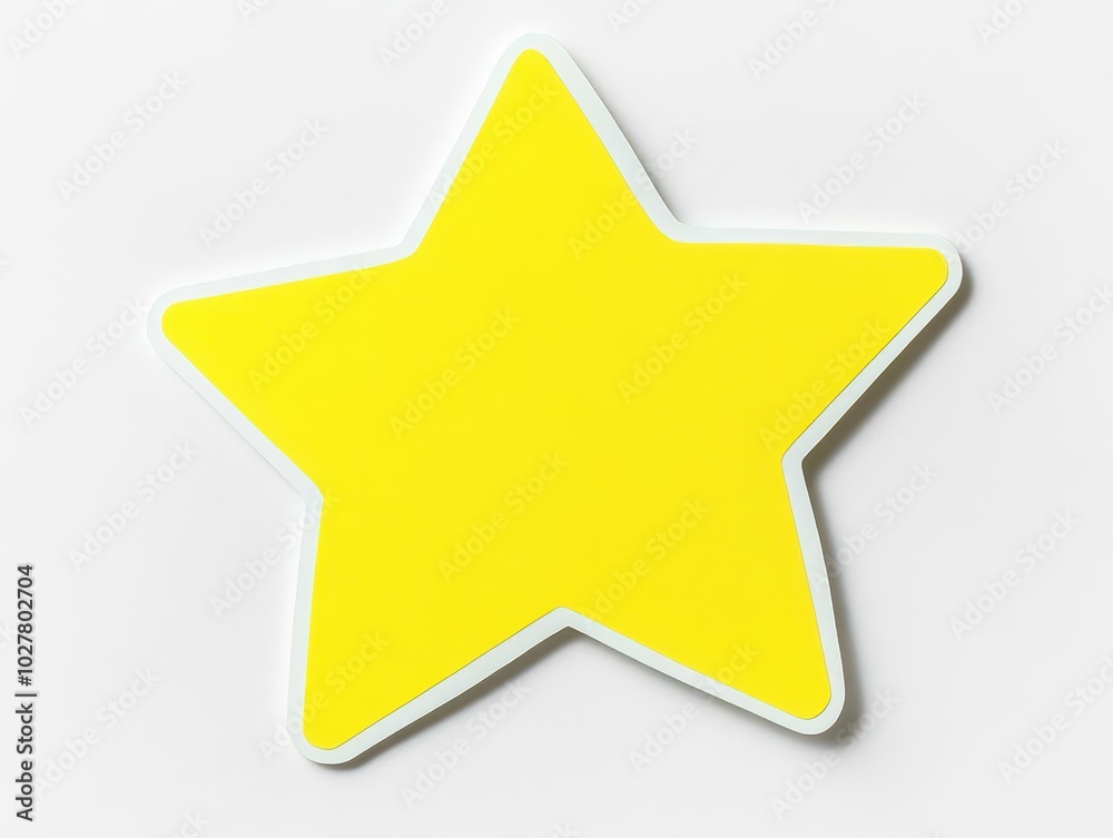 bright yellow star-shaped sticker isolated on a clean white background, symbolizing recognition and achievement, with a playful and cheerful vibe bright yellow star-shaped sticker isolated on a clean white background, symbolizing recognition and achievement, with a playful and cheerful vibe
