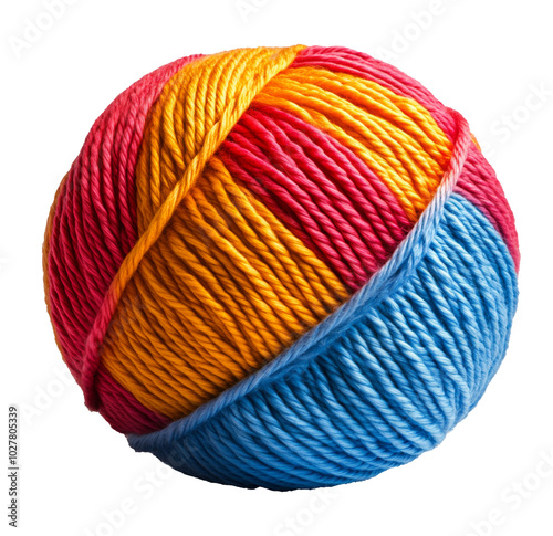 Colorful yarn ball for crafting projects displayed on a light background