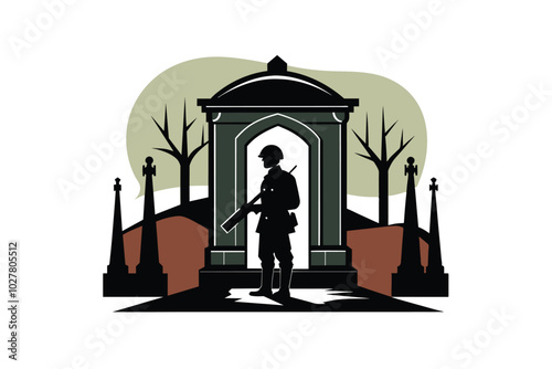 A soldier standing guard at a tomb D.eps